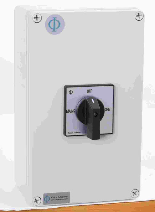 Generator Changeover Sw 63A 2P Main 2P Gen with OFF Enclosed