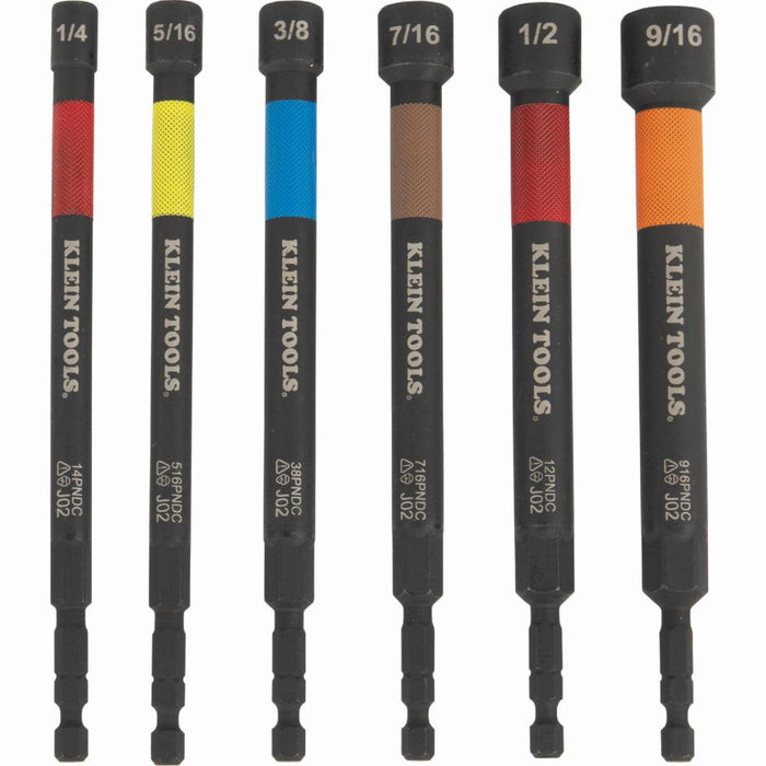 Power Nut Driver SAE 1/4in to 9/16in Magnetic 6pce Set