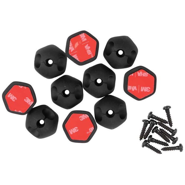 Cable Mounting Clips Self Adhesive 1-Slot 10PK