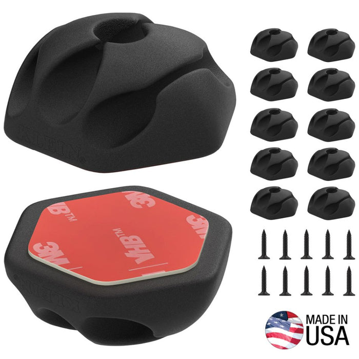 Cable Mounting Clips Self Adhesive 3-Slot 10PK