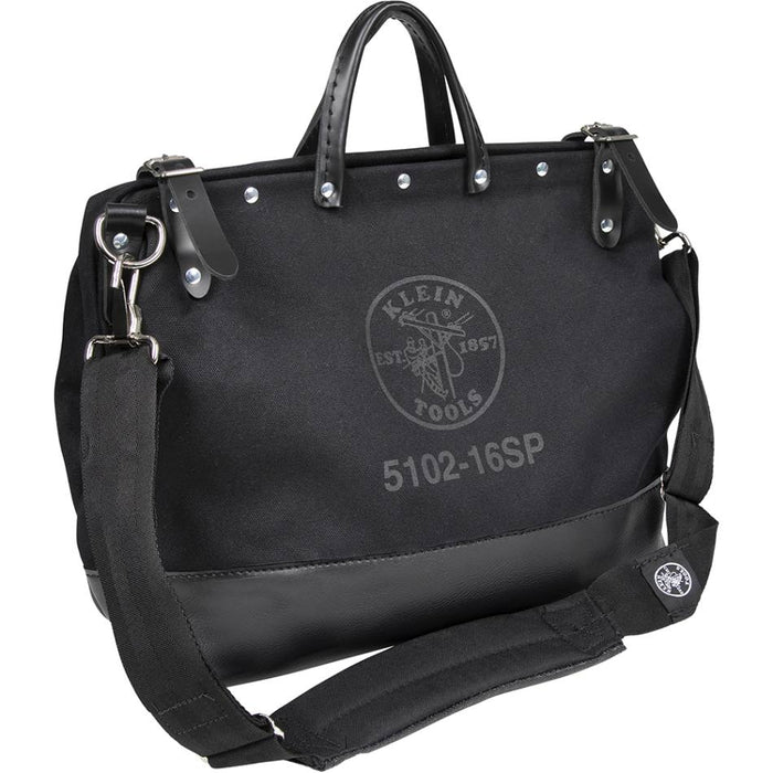 Tool Bag 16in Deluxe Canvas Black with Shoulder Strap