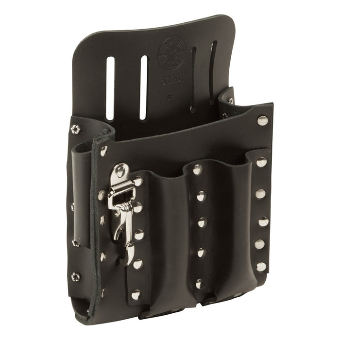 Tool Pouch Leather 5-Pocket with Knife Snap