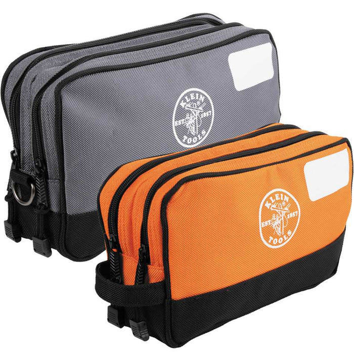 Tool Bag Double Zipper 1x 10in Orange & 1x 12in Gray