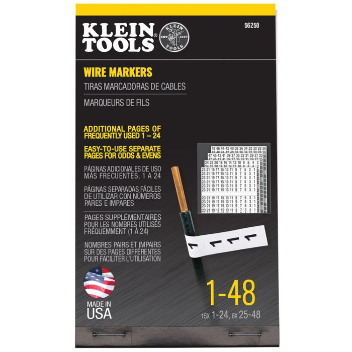 Wire Markers Book Black Numbers 1-48