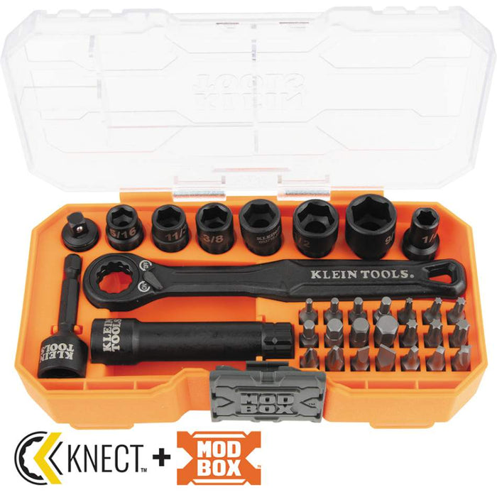 Knect Socket Set Pass Thru SAE 1/4in Drive 32pce