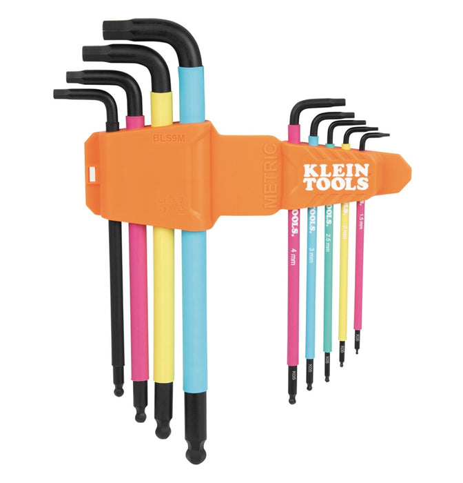 Hex Allen Key Set L-Style Color Coded X-Long Metric 9 Piece