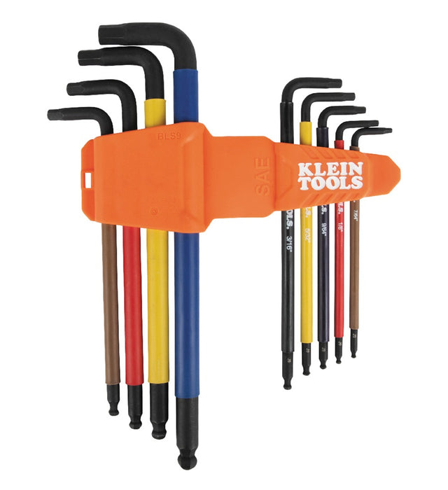 Hex Allen Key Set L-Style Color Coded X-Long SAE 9 Piece