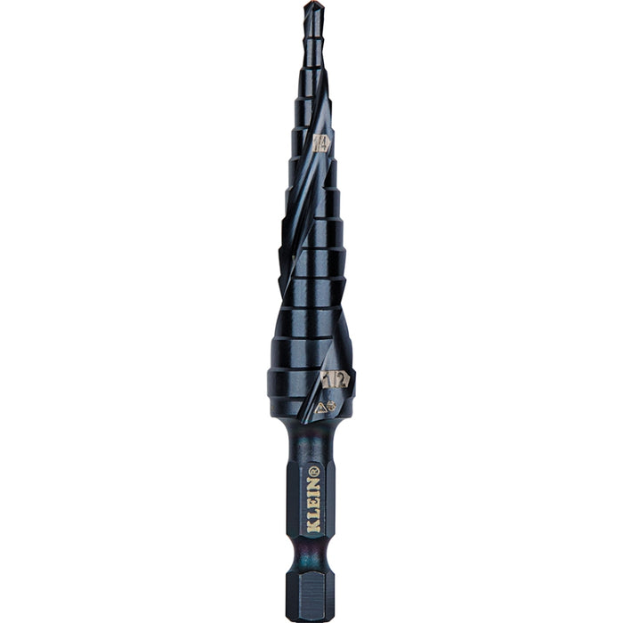 Step Drill Bit 1/8in - 1/2in Quick Release Dbl Spiral