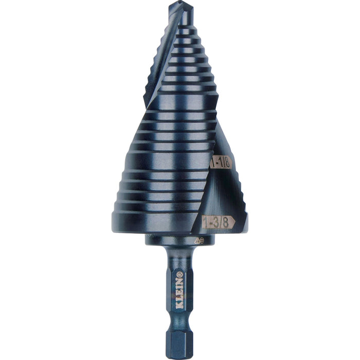 Step Drill Bit 7/8in - 1-3/8in Quick Release Dbl Spiral
