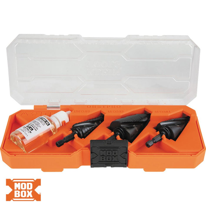 Step Drill Bit Premium Electricians Quick Release 3pce Kit