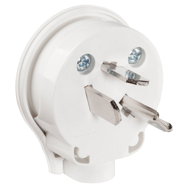 Plug Top 25A L-Shaped Earth Pin Side Entry White