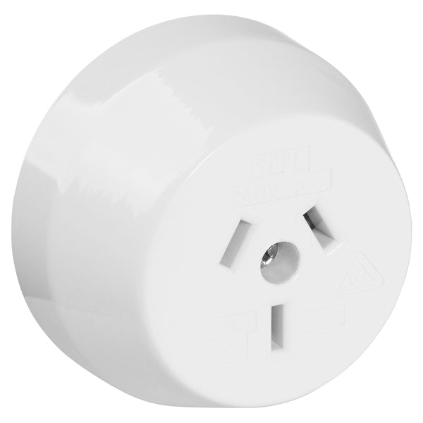 Socket 10A 3Pin Surface Mnt White
