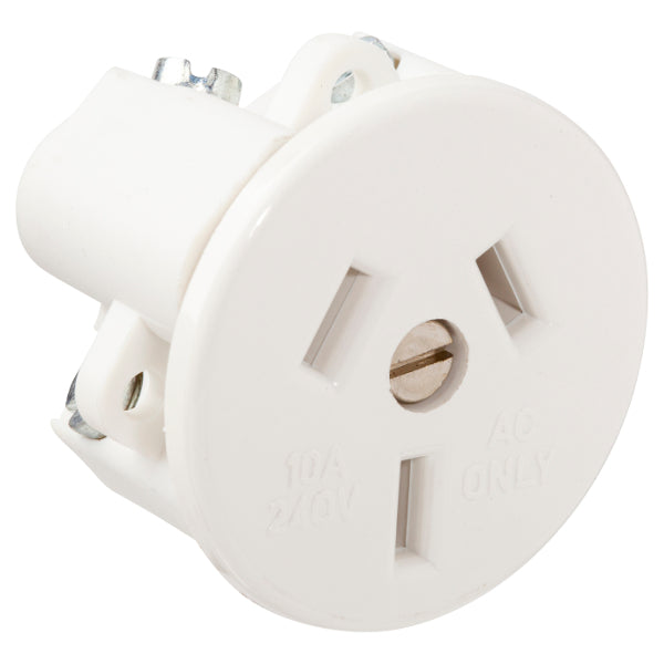 Socket 10A 3Pin 2.5mm Panel Mnt White