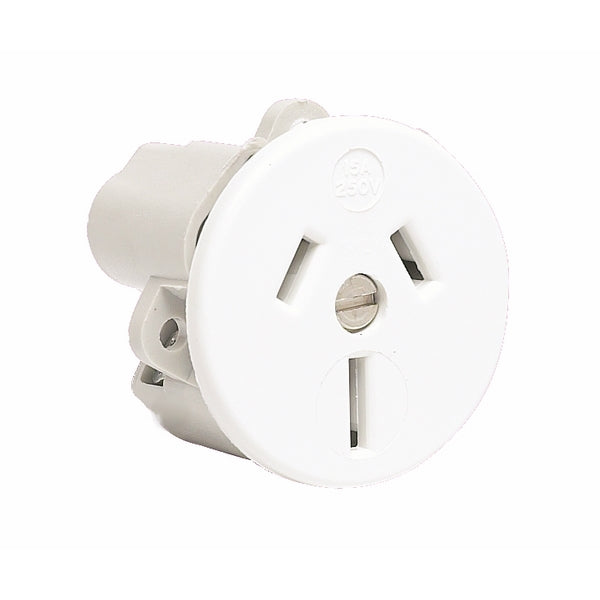 Socket 15A 3Pin 2.5mm Panel Mnt White