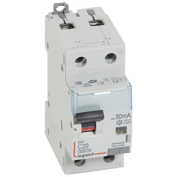 RCBO DX3 1P+N 2Module 20A 30mA 6kA Type A