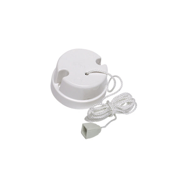 Pullcord Ceiling Switch Round 10A Mom On White