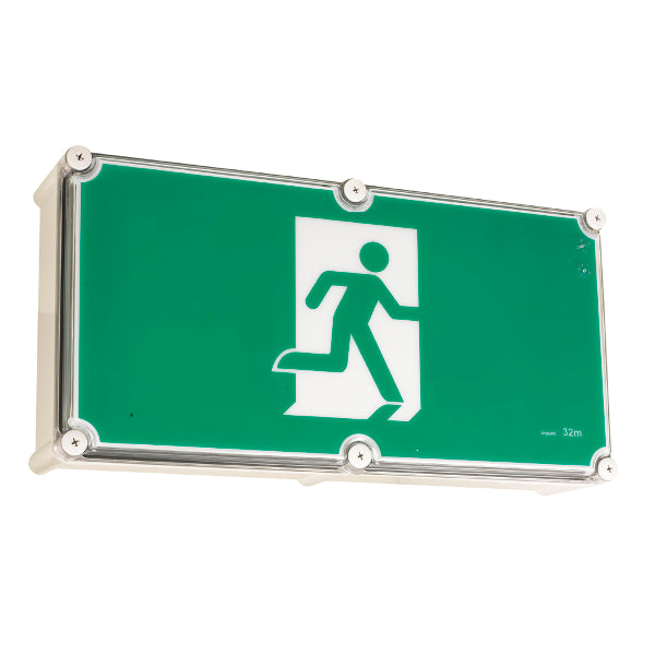 Axiom WP LED Exit 2x 1W Sml IP65 Run Man Li Batt