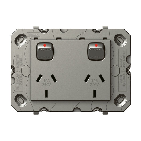 Arteor 777 Sw Socket Module Dbl 10A Horiz Magnesium