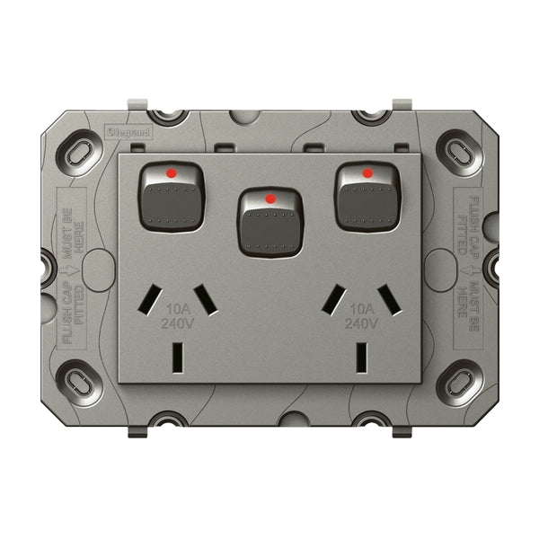 Arteor 777 Sw Socket Module Dbl 10A Horiz 1x Sw Magnesium