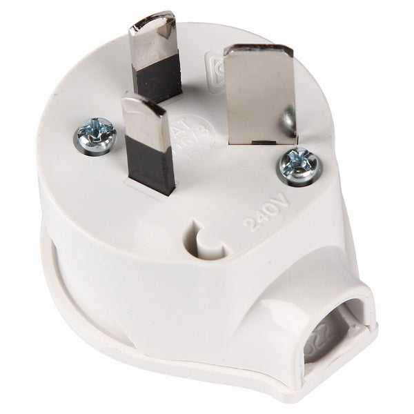 Plug Top 15A Large Earth Pin Side Entry White