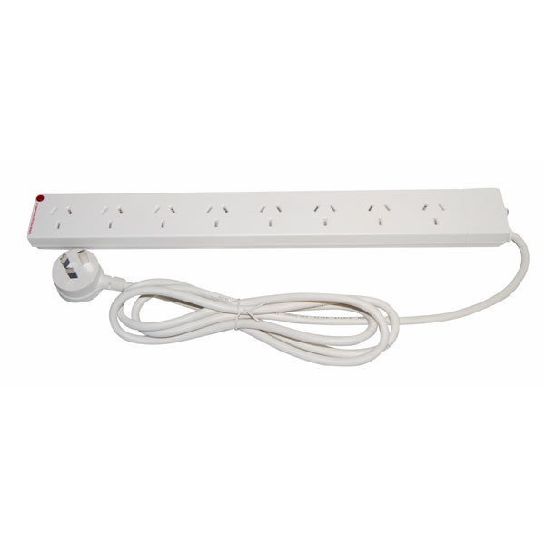 Power Board 8Way 10A Switch Surge Protect White