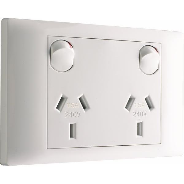 Excel Life Common Sw Socket Dbl 15A White