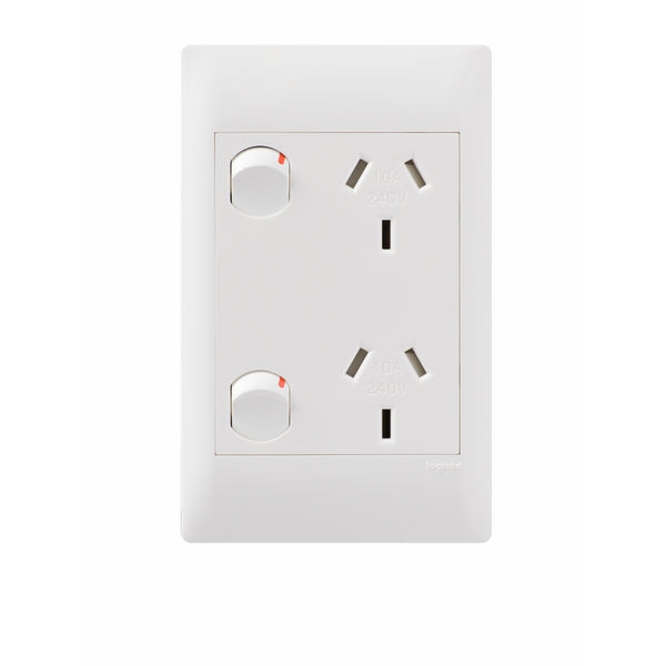 Excel Life Common Sw Socket Dbl Vert 10A White
