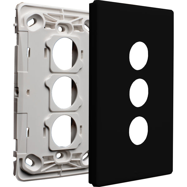 Excel Life Dedicated Grid & Plate Only 3Gang Black