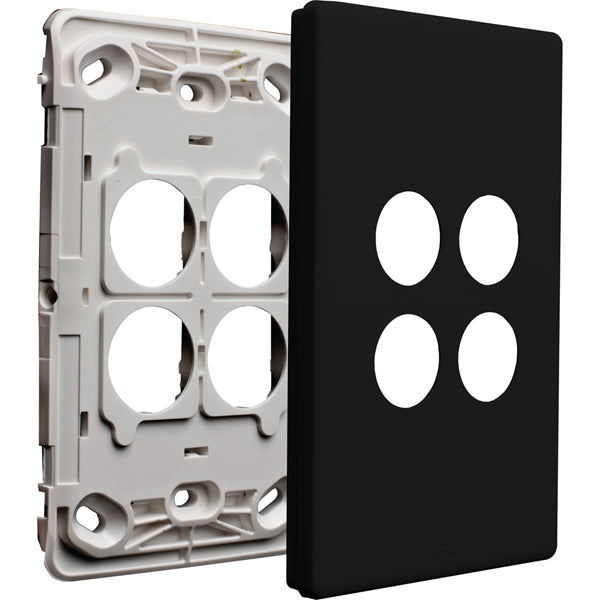Excel Life Dedicated Grid & Plate Only 4Gang Black