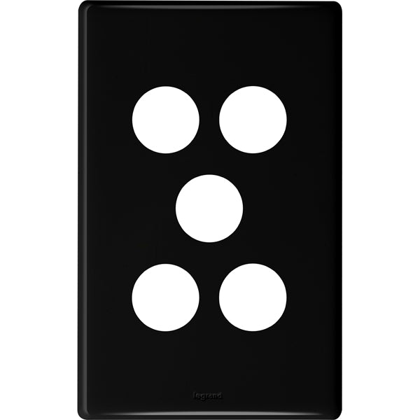 Excel Life Dedicated Cover Plate 5Gang Black