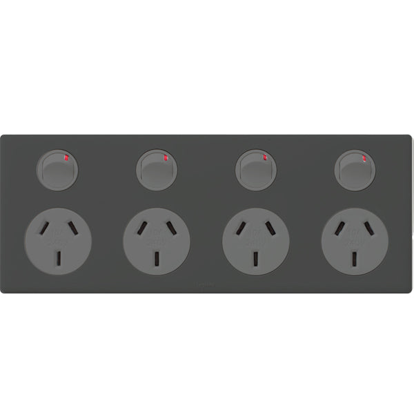 Excel Life Dedicated Sw Socket 4Way 10A Urban Grey