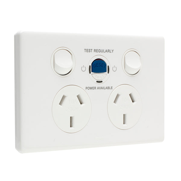 Excel Life Dedicated Sw Socket Dbl 10A RCD 30mA Horiz Wh