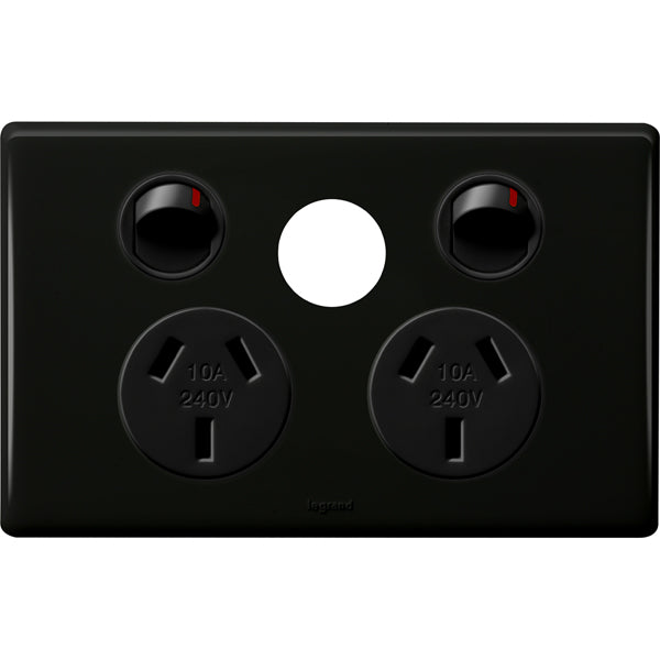 Excel Life Dedicated Sw Socket Dbl 10A Extra Func Black