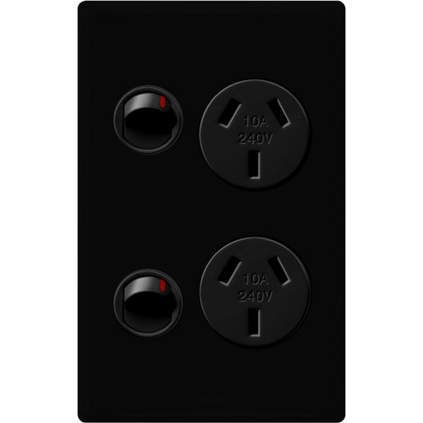 Excel Life Dedicated Sw Socket Dbl 10A Vert Black