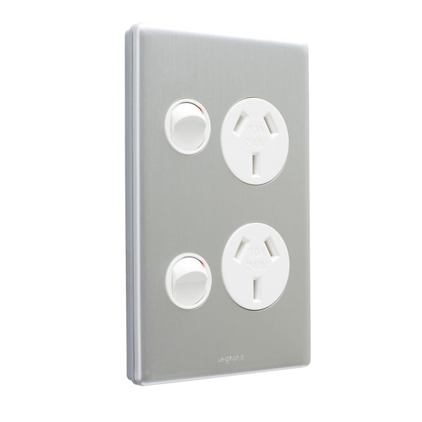 Excel Life Dedicated Cover Plate Sw Socket Dbl Vert M/Silver