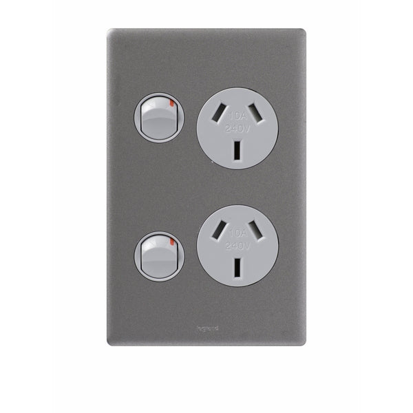 Excel Life Dedicated Sw Socket Dbl 10A Vert Urban Grey