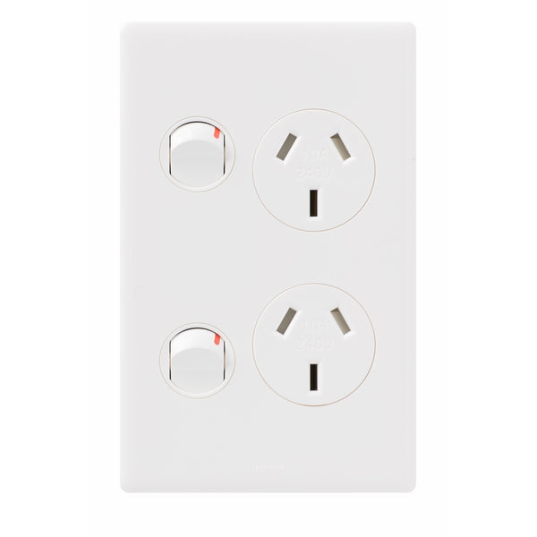 Excel Life Dedicated Sw Socket Dbl 10A Vert White