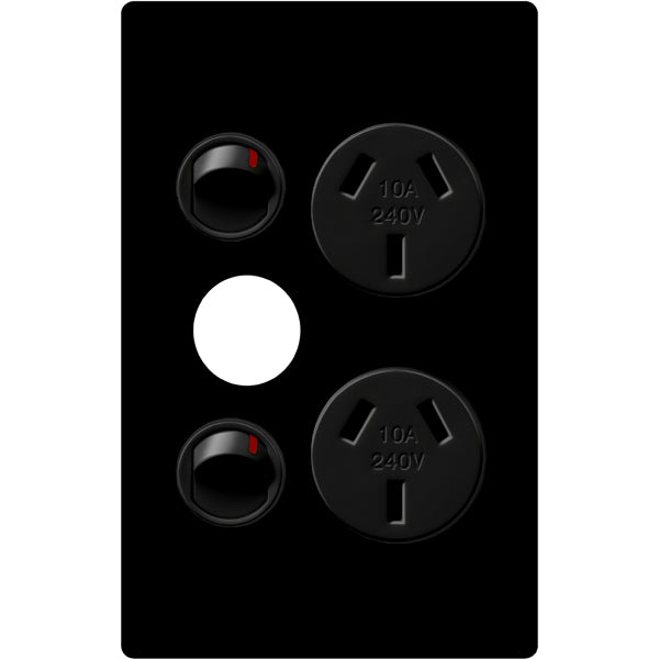 Excel Life Ded Sw Socket Dbl Extra 10A Vert Black