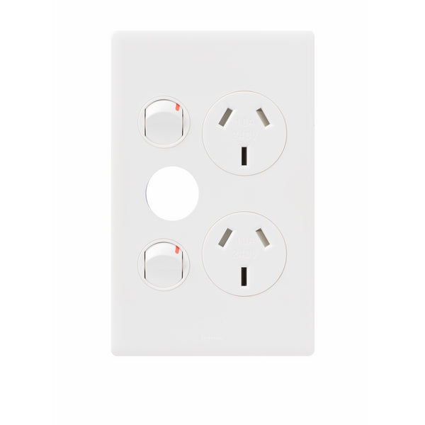 Excel Life Dedicated Sw Socket Dbl 10A Vert Extra Func White