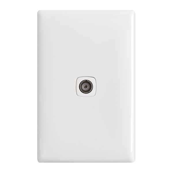 Linea TV Coax Skt 75 Ohm with Plate White