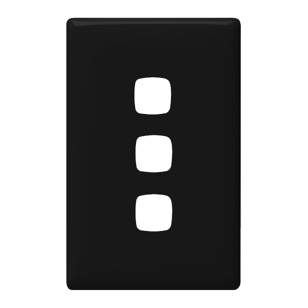 Linea Grid & Plate Only 3Gang Black
