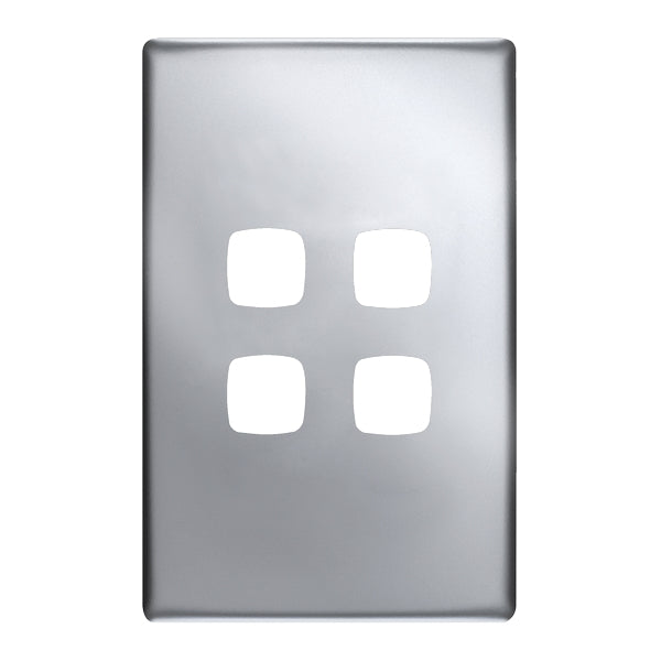 Linea Plate Only 4Gang Matt Silver