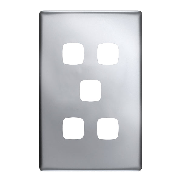 Linea Plate Only 5Gang Matt Silver