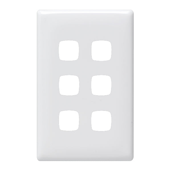 Linea Grid & Plate Only 6Gang White