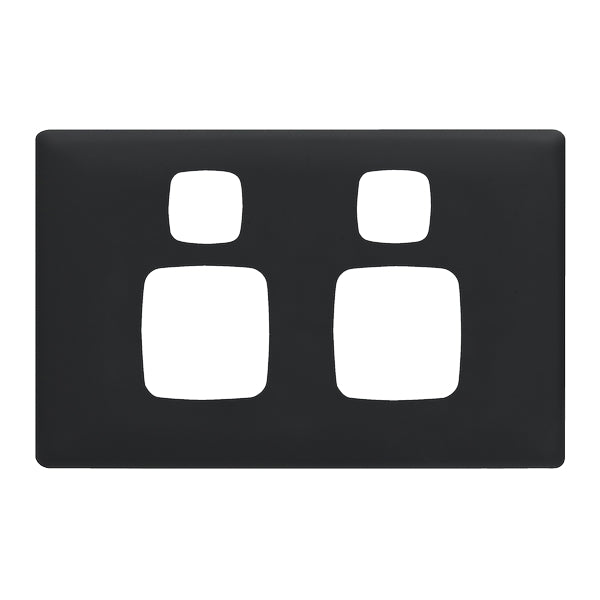 Linea Plate Only Sw Socket Dbl Horiz Black