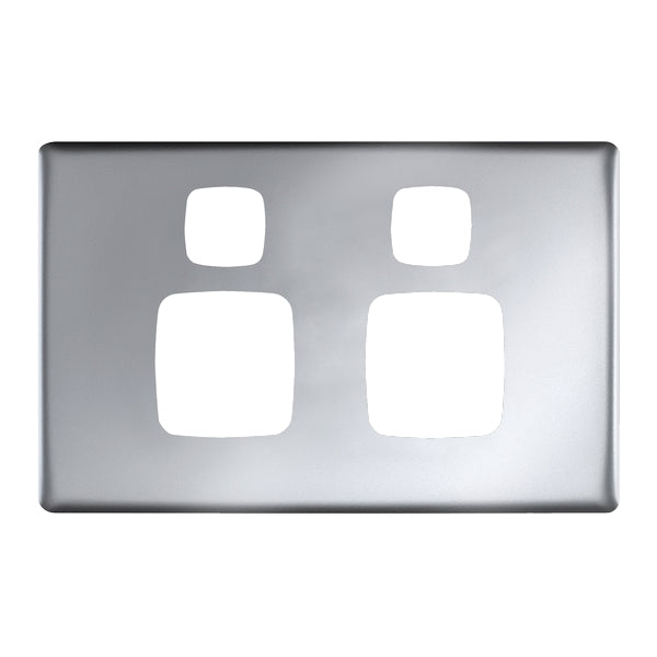 Linea Plate Only Sw Socket Dbl Horiz Matt Silver