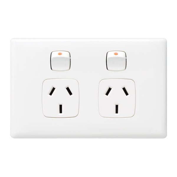 Linea Sw Socket Dbl 10A Horiz White