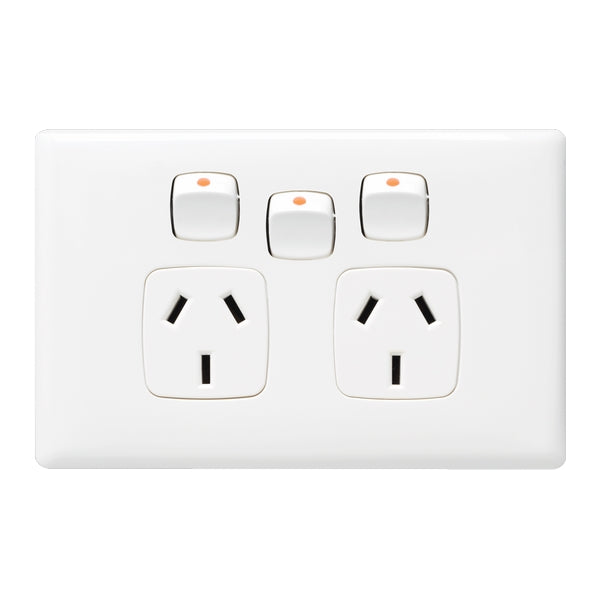 Linea Sw Socket Dbl 10A Horiz 1x Sw White