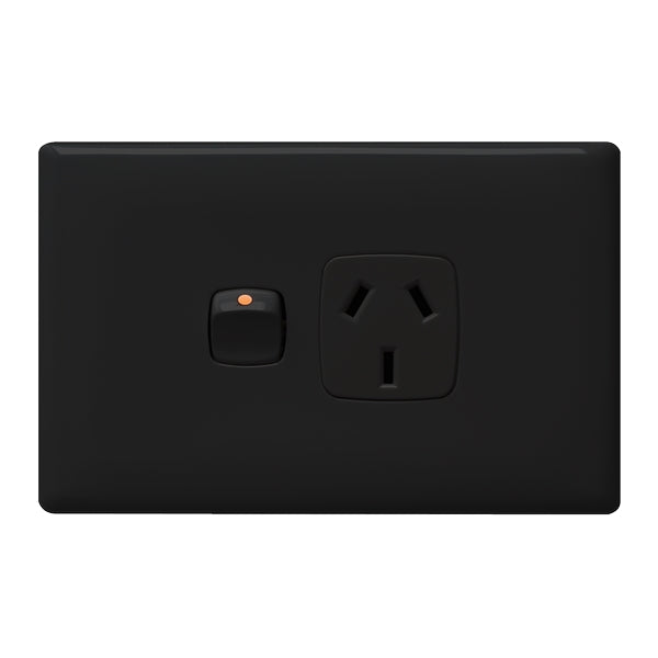 Linea Sw Socket Sgl 10A Horiz Black