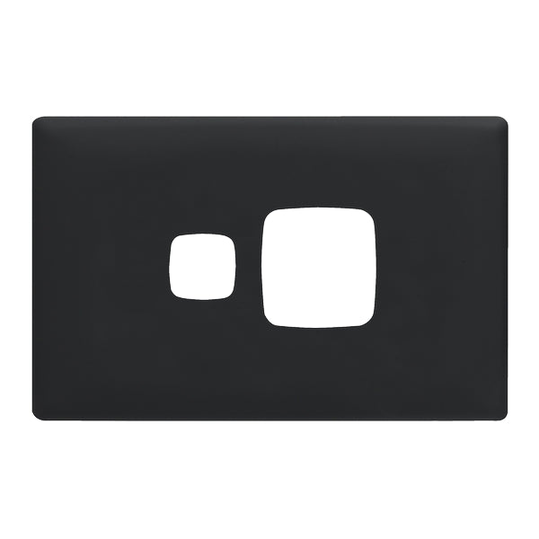 Linea Plate Only Sw Socket Sgl Horiz Black